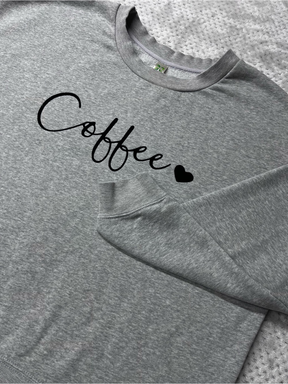 GreenTea Gray 'Coffee' Crewneck Sweatshirt with Black Script